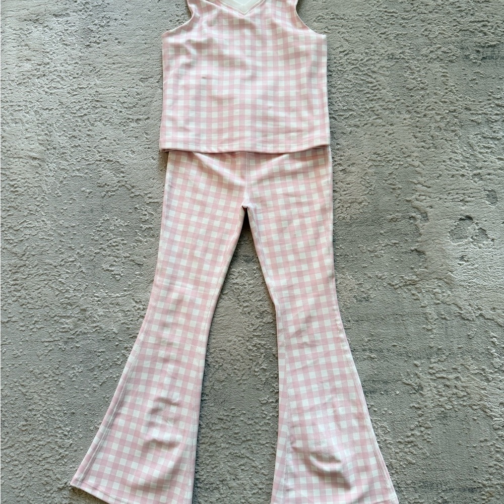 Altar'd State Pink and White Gingham Kids Matching Set